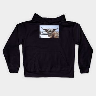 Highland Cow In Winter Kids Hoodie